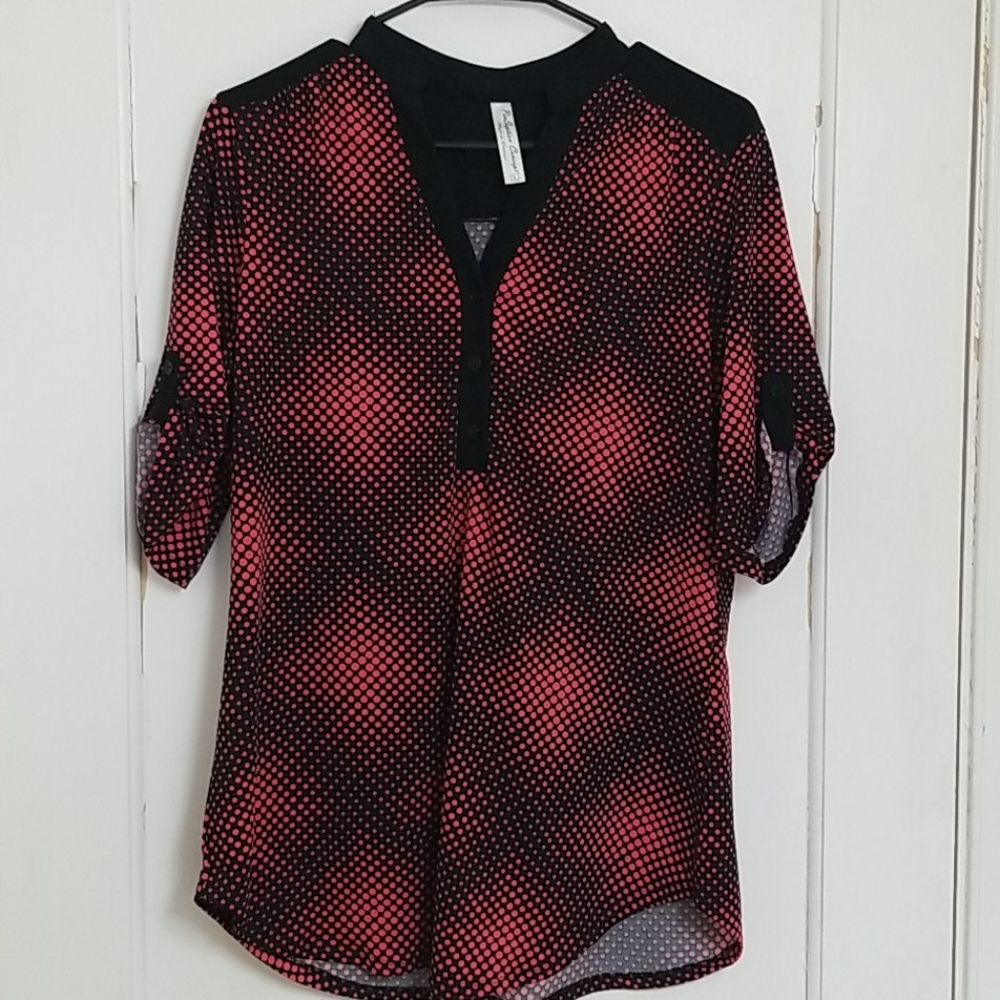 Black and pink polka dot shirt